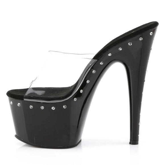 Stunning Clear Platform Mules | Studded High Heels for Dancers & Glamour - Picture 1 of 5